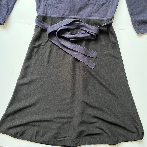 BCBG MaxAzria Blue Black Dress Ruffle V Neck Silk Knit Sweater Dark Academia XXS - Picture 14 of 14